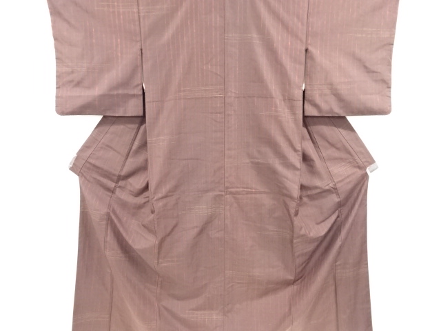 アンティーク　縞模様織り出し手織り紬着物